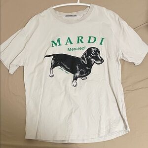 Mardi Mercredi Dog Graphic Tee - Cream